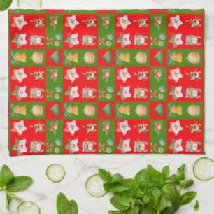 Het kerstpatroon vieren theedoek
