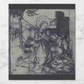 Het Kerststalletje Stark Ink Art Wijn Etiket (Enkel label)