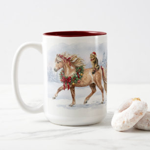 Het Kerstteam- Maggie en Nari Tweekleurige Koffiemok