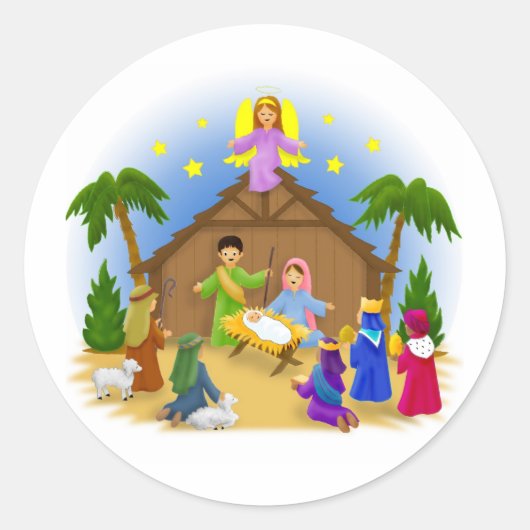 Het kerstverhaal ronde sticker (Voorkant)