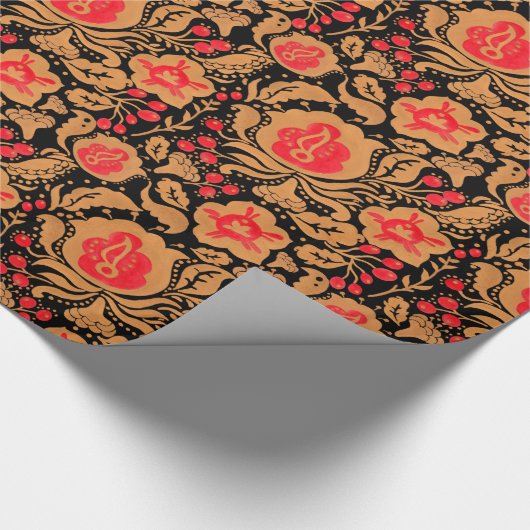 Het Khokhloma Kulture Pattern Cadeaupapier (Hoek)