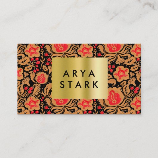 Het Khokhloma Kulture Pattern Visitekaartje (Voorkant)