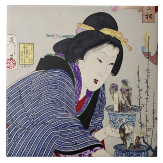 Het kijken alsof ze wil veranderen: Het uiterlijk Tegeltje (Voorkant)