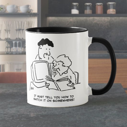 Het kijken hoe te om de Computer aan te zetten Mok