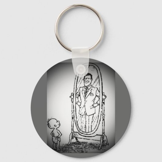 Het kijken in de Spiegel Sleutelhanger (Voorkant)