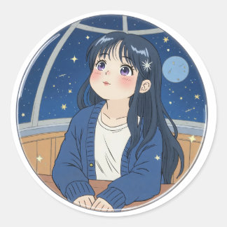 Het kijken naar de sterren in het planetarium ronde sticker