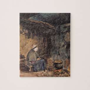 Het kijken van de pot kook - een huisinterieur legpuzzel
