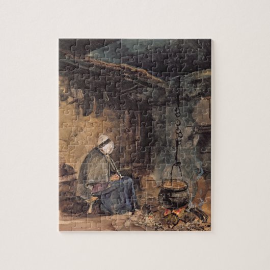 Het kijken van de pot kook - een huisinterieur legpuzzel (Verticaal)