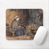 Het kijken van de pot kook - een huisinterieur muismat (Met muis)