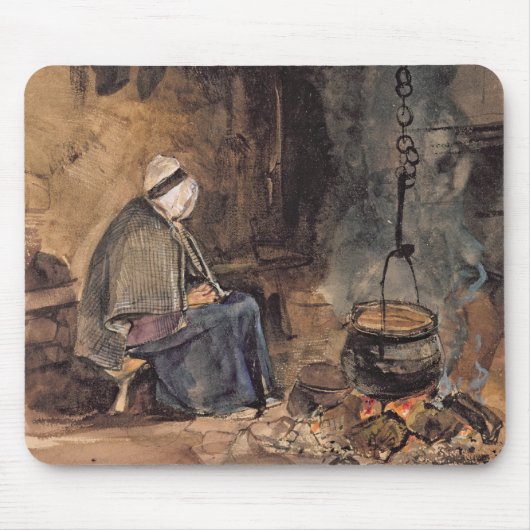 Het kijken van de pot kook - een huisinterieur muismat (Voorkant)