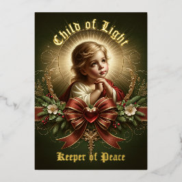Het Kind Dat de Folie Kerstkaart Zegenen Feestdagenkaart