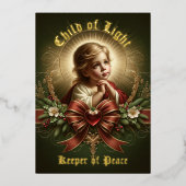 Het Kind dat de Zilverfolie Kerstkaart Zegenen Folie Feestdagenkaart (Voorkant)