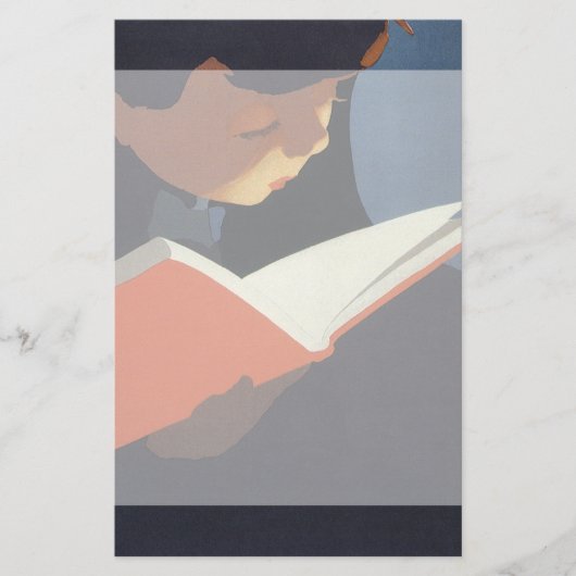 Het Kind dat een Boek van de Bibliotheek leest (Voorkant)