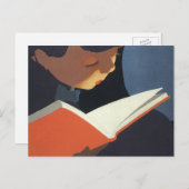 Het  Kind dat een Boek van de Bibliotheek leest Briefkaart (Voorkant / Achterkant)