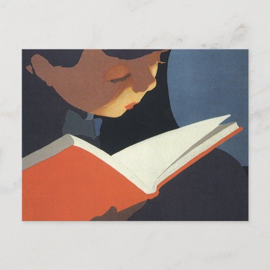 Het  Kind dat een Boek van de Bibliotheek leest Briefkaart (Voorkant)