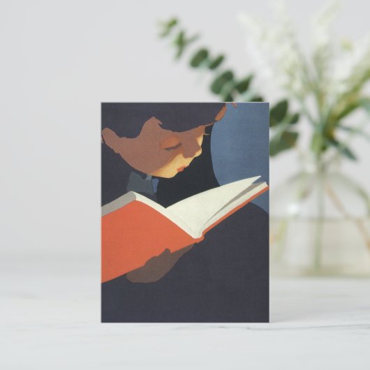 Het  Kind dat een Boek van de Bibliotheek leest Briefkaart (Staand voorkant)