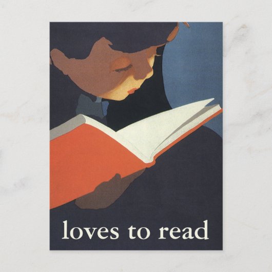 Het  Kind dat een Boek van de Bibliotheek leest Briefkaart (Voorkant)