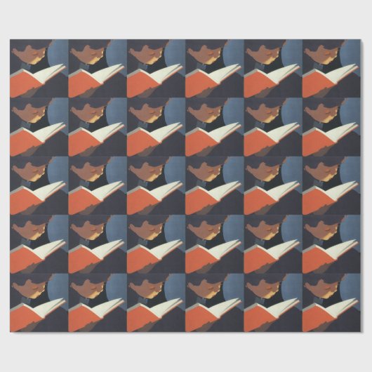 Het  Kind dat een Boek van de Bibliotheek leest Cadeaupapier (Vlak)