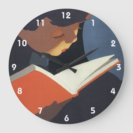 Het  Kind dat een Boek van de Bibliotheek leest Grote Klok (Voorkant)