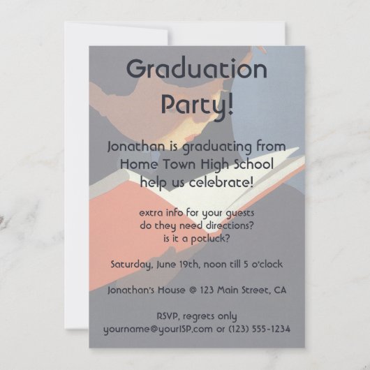 Het  Kind dat een Boek van de Bibliotheek leest Kaart (Achterkant)