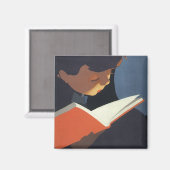 Het Kind dat een Boek van de Bibliotheek leest Magneet (Voorkant / Achterkant)