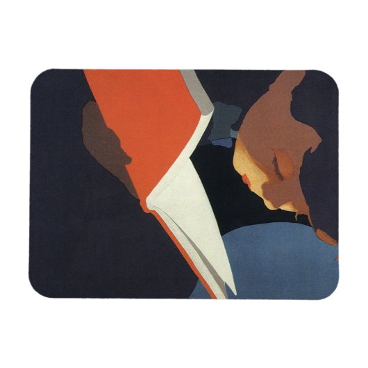 Het  Kind dat een Boek van de Bibliotheek leest Magneet (Horizontaal)