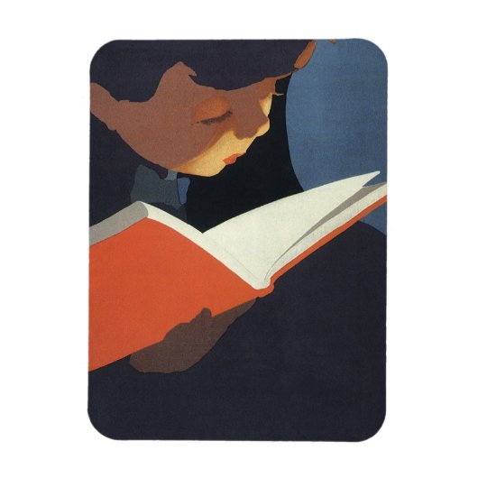 Het  Kind dat een Boek van de Bibliotheek leest Magneet (Verticaal)