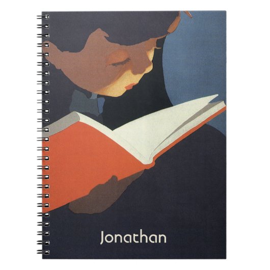 Het  Kind dat een Boek van de Bibliotheek leest Notitieboek (Voorkant)