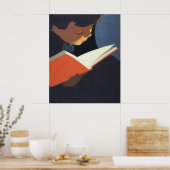 Het  Kind dat een Boek van de Bibliotheek leest Poster (Keuken)