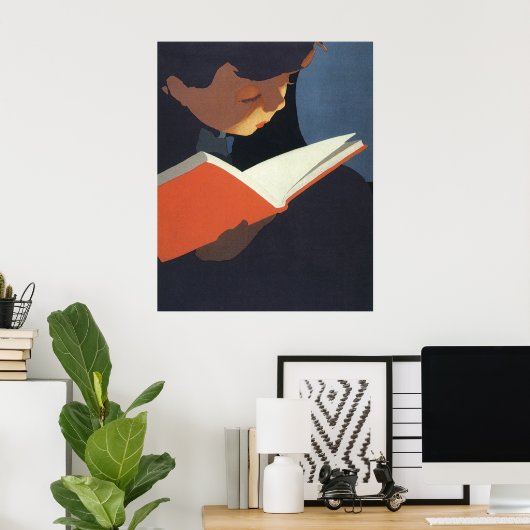 Het  Kind dat een Boek van de Bibliotheek leest Poster (Thuiskantoor)