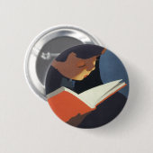 Het  Kind dat een Boek van de Bibliotheek leest Ronde Button 5,7 Cm (Voorkant /achterkant)