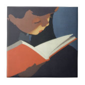 Het  Kind dat een Boek van de Bibliotheek leest Tegeltje (Voorkant)