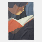 Het  Kind dat een Boek van de Bibliotheek leest Theedoek (Verticaal)