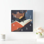 Het  Kind dat een Boek van de Bibliotheek leest Vierkante Klok (Huis)