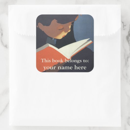 Het  Kind dat een Boek van de Bibliotheek leest Vierkante Sticker (Tas)