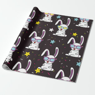 Het kinder konijnenpatroon bevestigen. Kleurrijk k Cadeaupapier