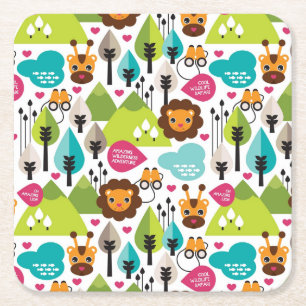 het kinder vrijetijdsgewin retro - safari kartonnen onderzetters