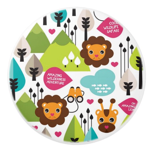 het kinder vrijetijdsgewin retro - safari keramische knop (Voorkant)