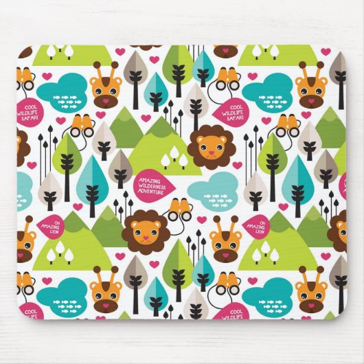 het kinder vrijetijdsgewin retro - safari muismat (Voorkant)