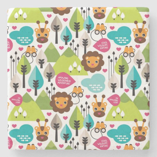 het kinder vrijetijdsgewin retro - safari stenen onderzetter (Voorkant)