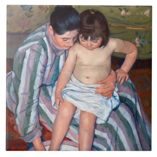 Het kinderbad, Mary Cassatt Tegeltje (Voorkant)