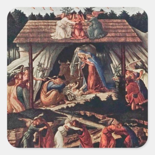 Het kinderboek kerstfeestdag vierkante sticker (Voorkant)