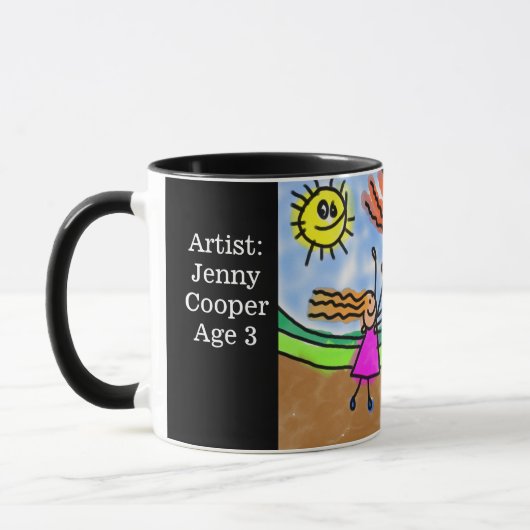 Het kinderkunstwerk personaliseren Naam en Leeftij Mok (Links)