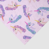 Het kinderpatroon van de Waterverf Unicorns in Roz Tissuepapier (Detail)