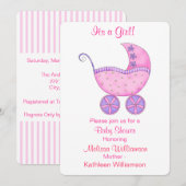 Het kindervervoer is een meisje roze Baby shower Kaart (Voorkant / Achterkant)
