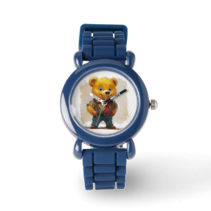 Het kinderwerkende Beer Blue Silicone Watch Horloge