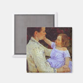 Het Kind's Caress. c. 1890, Mary Cassatt Magneet (Voorkant / Achterkant)