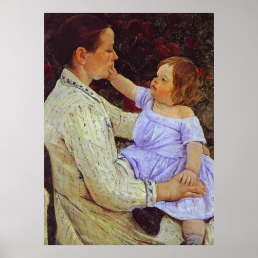 Het Kind's Caress. c. 1890, Mary Cassatt Poster (Voorkant)