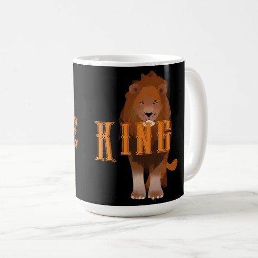 Het King Custom Lion Afbeelding en Text Classic Koffiemok (Voorkant rechts)