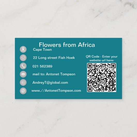 Het King Protea-Visitekaartje Visitekaartje (Achterkant)